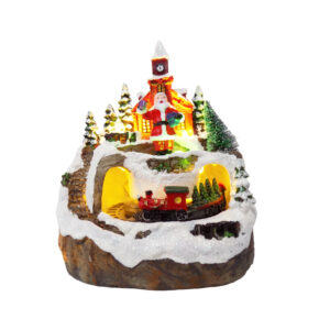 Maqueta ciudad con tren y papá Noel